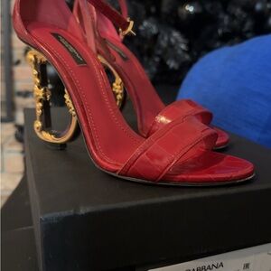 Dolce & Gabbana Red Heels with Gold Detail